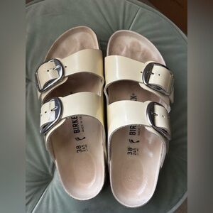 Birkenstock Arizona Big Buckle Patent Leather Cream Yellow ‘Butter” 38 N